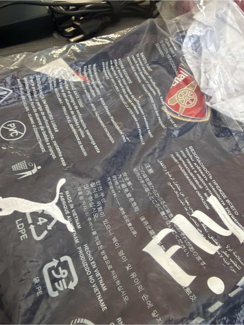 Puma Mens Navy Blue and White Arsenal Graphic Shirt